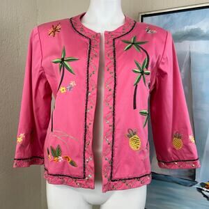 Nancy Bolen City Girl Pink Tropical Beaded & Sequin
Blazer Jacket Size 12
